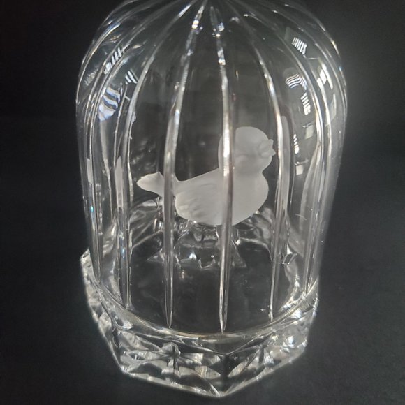 RARE COLLECTIBLE * Hofbauer Byrdes Germany Vintage Bird in a Cage Crystal Glass - Picture 6 of 10